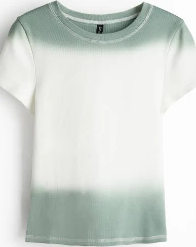 Ladies H&M Light turquoise/Ombre Ribbed T-shirt