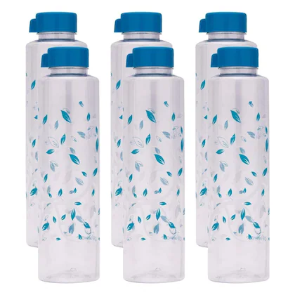 Pet Water Bottle 6 Pcs Set - 1000Ml Capacity, Bpa-Free, Leak-Proof, Available In Red, Yellow, Blue Colors