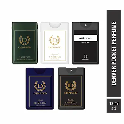 Denver Hamilton, Pride, Imperial, Black Code,Caliber Pocket Perfume Combo Pack of 5 (18ml each)