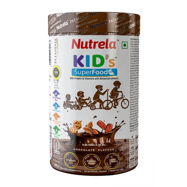 Patanjali Nutrela Kid'S Superfood, Helps Active Growth Of The Children, Chocolate 400g Protein Shake