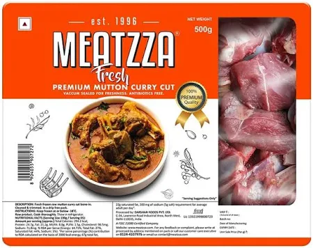 Meatzza Frozen Mutton Curry Cut (Antibiotic Free) - 500 g