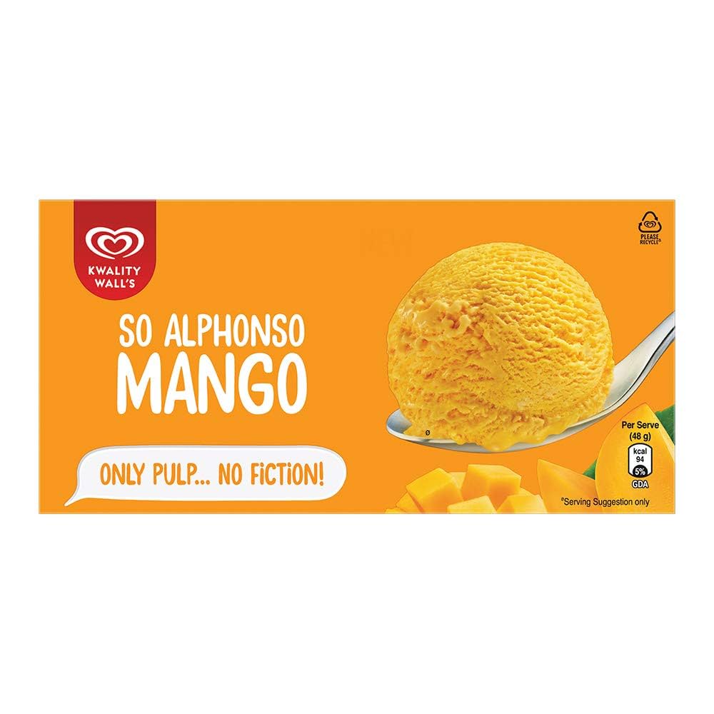 Kwality Walls The Dairy Factory Slow Churned Alphonso Mango Ice Cream 700 ml