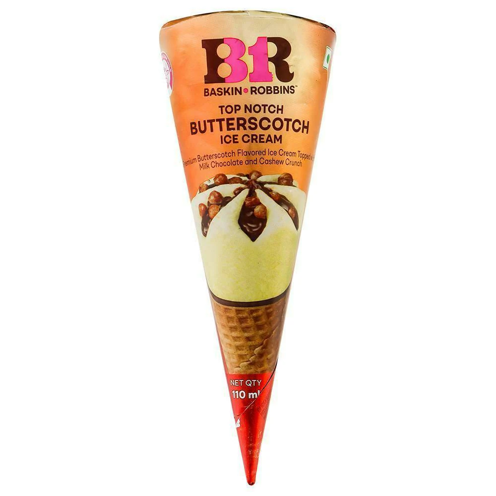 Baskin Robbins Top Notch Butterscotch Cone Ice Cream