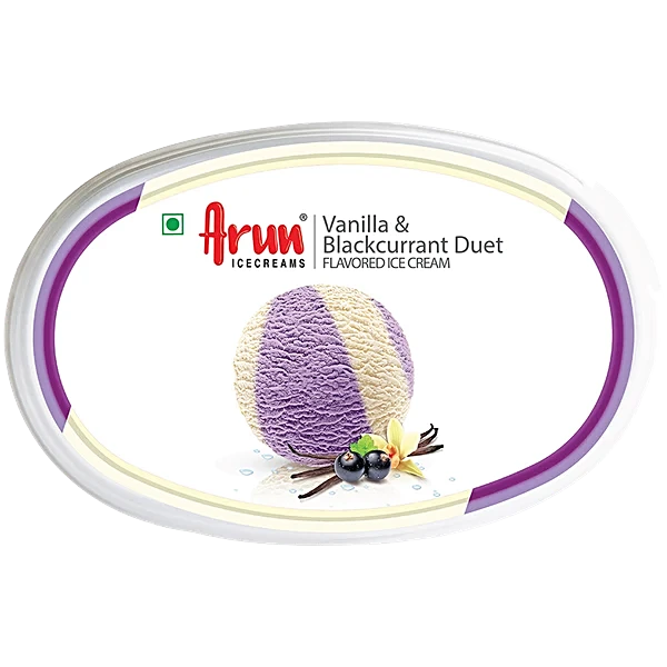 Arun Icecreams Vanilla & Blackcurrant Duet Flavoured Ice Cream 125 ml Cup