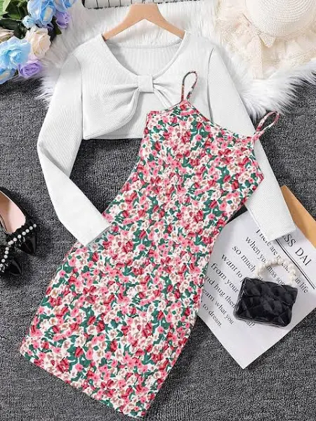 BAESD Girls Floral Printed Crepe Sheath Dress