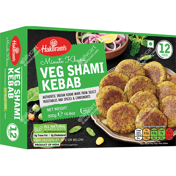 Haldiram's Veg Shami Kabab, 12 Pieces, 300 g, (Frozen)