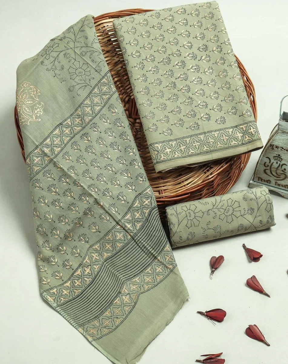 Sage Green Hand-Block Printed Straight Co-ord Set