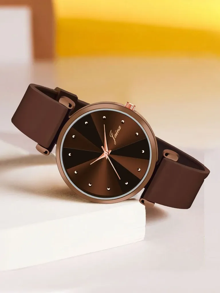 JAINX Brown Silicone Band Analog Watch  - For Women JW8576