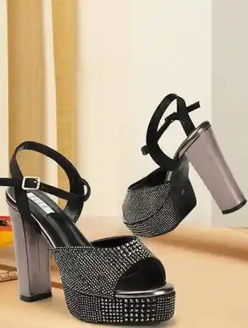 Myntra Women's Embellished Platform Heels