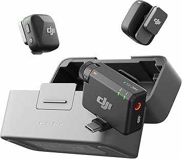 DJI Mic Mini (2 Transmitters + 1 Receiver + Charging Cradle), Ultra Light, Detailed Audio, 48 Hours Use, Noise Cancelling, Auto Limit, Wireless Microphone/iPhone/Android, Vlog, Streaming