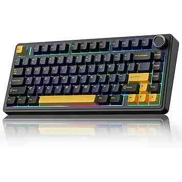 AULA F75 75% Wireless PBT Keycaps Mechanical Keyboard | Hot Swappable, Pre-lubed Linear Switches | RGB Backlit, 2.4GHz/Type-C/Bluetooth Gaming Keyboard (Thunder Black, Star-Vector(Seiya) Switch)