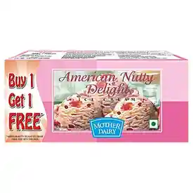 Mother Dairy American Nutty Delight Ice Cream, 700 ml Buy 1 Get 1 Free