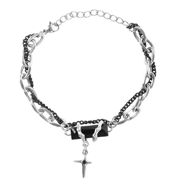 PROBEROS Unisex Gothic Double Chain Star Charm Link Chain Bracelet
